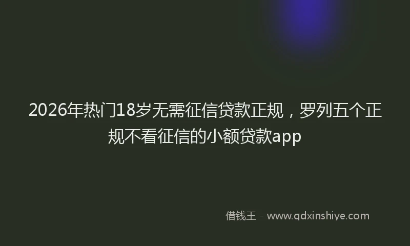 2026年热门18岁无需征信贷款正规，罗列五个正规不看征信的小额贷款app