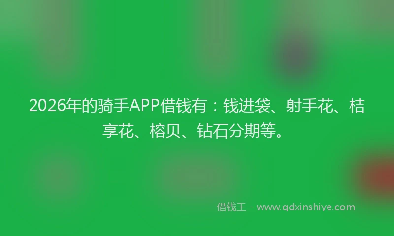 2026年的骑手APP借钱有：钱进袋、射手花、桔享花、榕贝、钻石分期等。