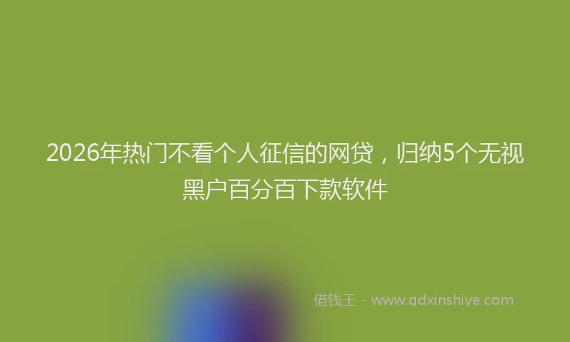 2026年热门不看个人征信的网贷，归纳5个无视黑户百分百下款软件