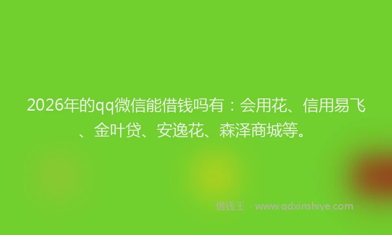 2026年的qq微信能借钱吗有：会用花、信用易飞、金叶贷、安逸花、森泽商城等。