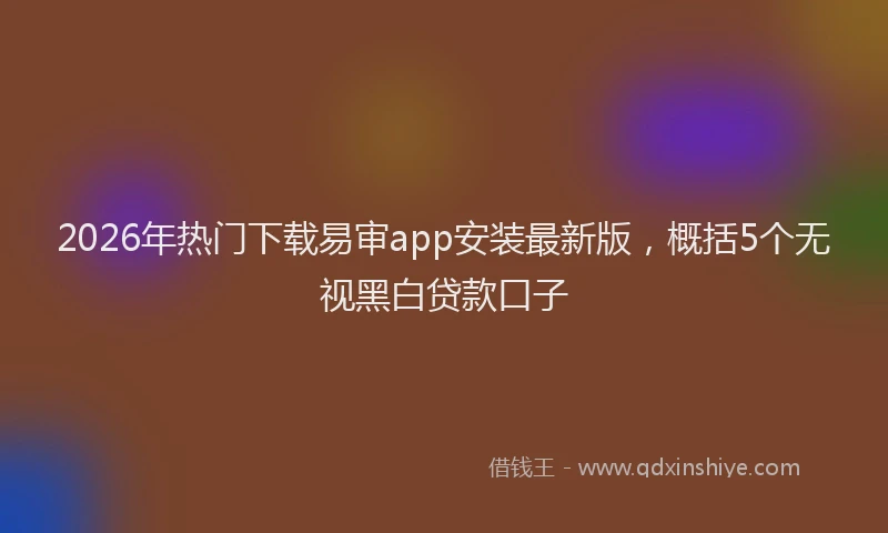 2026年热门下载易审app安装最新版，概括5个无视黑白贷款口子