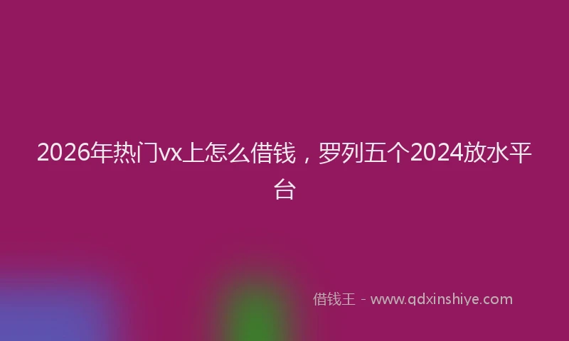 2026年热门vx上怎么借钱，罗列五个2024放水平台