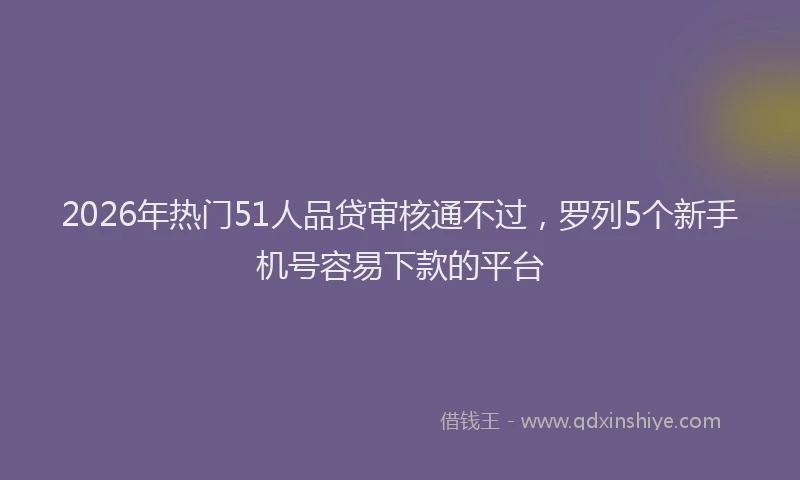 2026年热门51人品贷审核通不过，罗列5个新手机号容易下款的平台