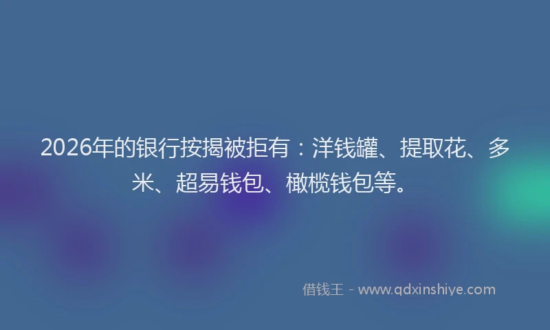 2026年的银行按揭被拒有：洋钱罐、提取花、多米、超易钱包、橄榄钱包等。