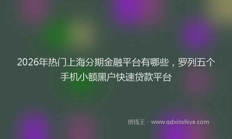 2026年热门上海分期金融平台有哪些，罗列五个手机小额黑户快速贷款平台
