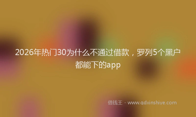 2026年热门30为什么不通过借款，罗列5个黑户都能下的app