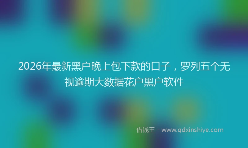 2026年最新黑户晚上包下款的口子，罗列五个无视逾期大数据花户黑户软件