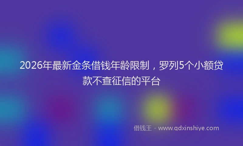 2026年最新金条借钱年龄限制，罗列5个小额贷款不查征信的平台