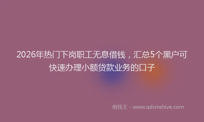 2026年热门下岗职工无息借钱，汇总5个黑户可快速办理小额贷款业务的口子