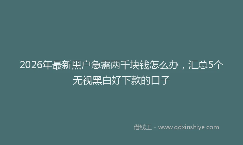 2026年最新黑户急需两千块钱怎么办，汇总5个无视黑白好下款的口子