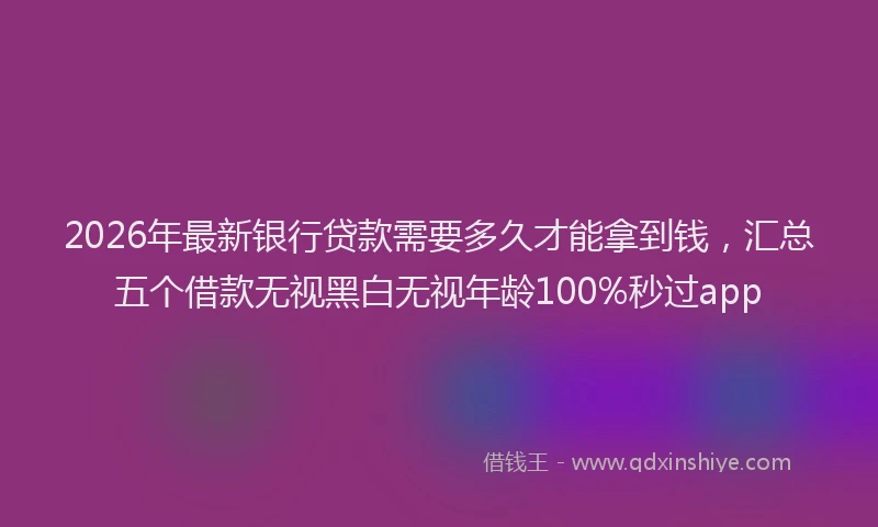 2026年最新银行贷款需要多久才能拿到钱，汇总五个借款无视黑白无视年龄100%秒过app