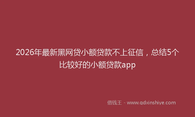 2026年最新黑网贷小额贷款不上征信，总结5个比较好的小额贷款app