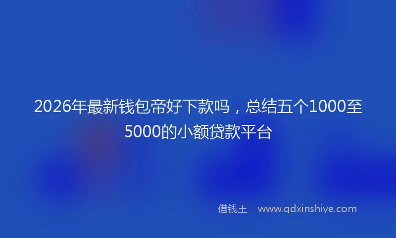 2026年最新钱包帝好下款吗，总结五个1000至5000的小额贷款平台