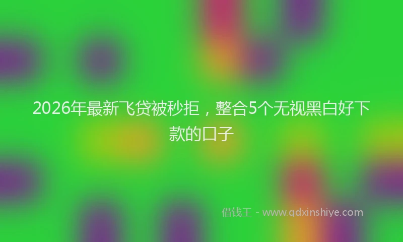 2026年最新飞贷被秒拒，整合5个无视黑白好下款的口子