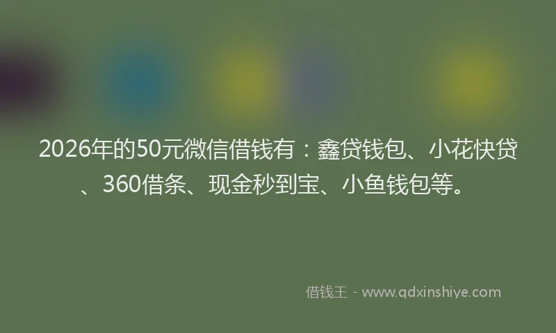 2026年的50元微信借钱有：鑫贷钱包、小花快贷、360借条、现金秒到宝、小鱼钱包等。