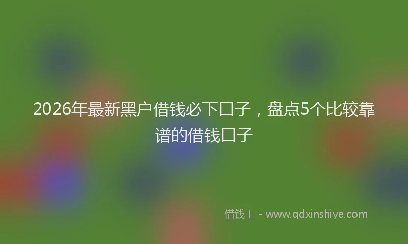 2026年最新黑户借钱必下口子，盘点5个比较靠谱的借钱口子