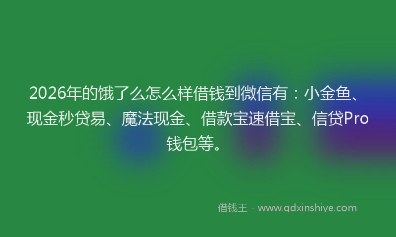 2026年的饿了么怎么样借钱到微信有：小金鱼、现金秒贷易、魔法现金、借款宝速借宝、信贷Pro钱包等。