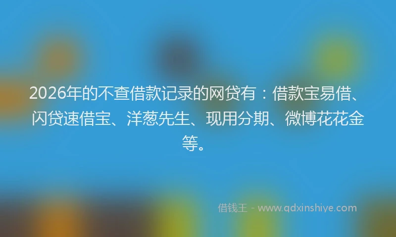 2026年的不查借款记录的网贷有：借款宝易借、闪贷速借宝、洋葱先生、现用分期、微博花花金等。
