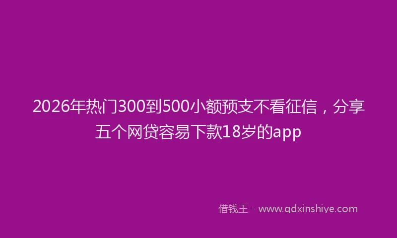 2026年热门300到500小额预支不看征信，分享五个网贷容易下款18岁的app