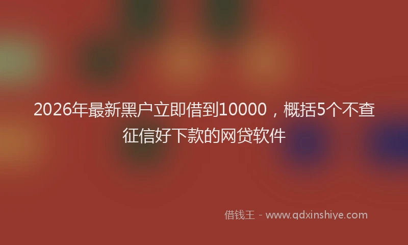 2026年最新黑户立即借到10000，概括5个不查征信好下款的网贷软件