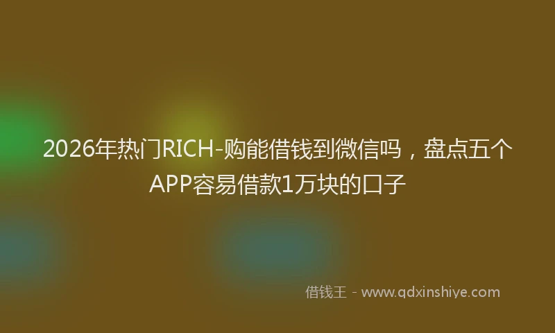 2026年热门RICH-购能借钱到微信吗，盘点五个APP容易借款1万块的口子