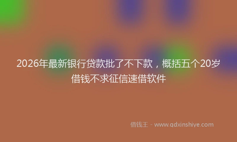 2026年最新银行贷款批了不下款，概括五个20岁借钱不求征信速借软件