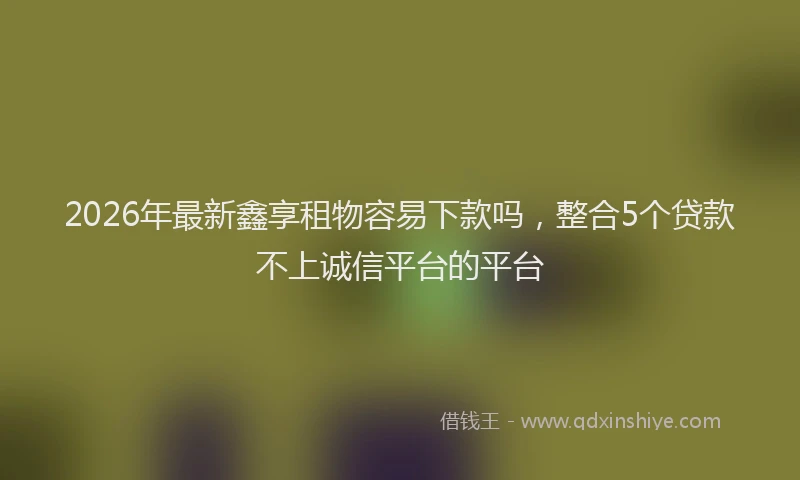2026年最新鑫享租物容易下款吗，整合5个贷款不上诚信平台的平台
