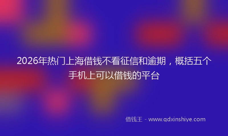 2026年热门上海借钱不看征信和逾期，概括五个手机上可以借钱的平台