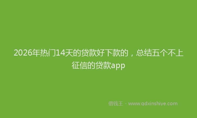 2026年热门14天的贷款好下款的，总结五个不上征信的贷款app