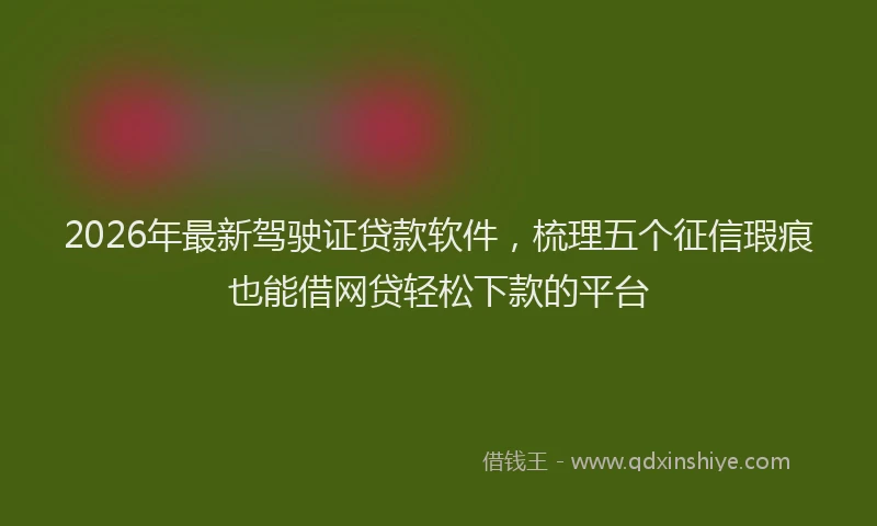 2026年最新驾驶证贷款软件，梳理五个征信瑕疵也能借网贷轻松下款的平台