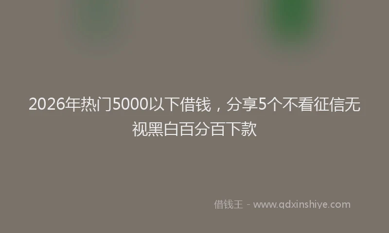 2026年热门5000以下借钱，分享5个不看征信无视黑白百分百下款