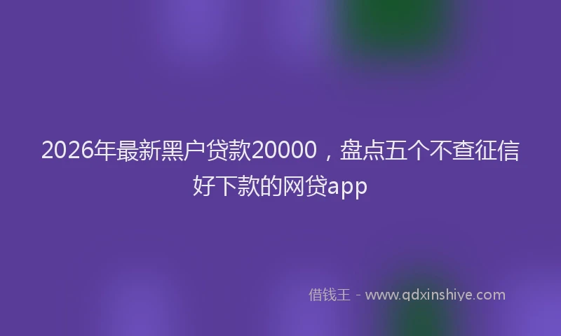 2026年最新黑户贷款20000，盘点五个不查征信好下款的网贷app