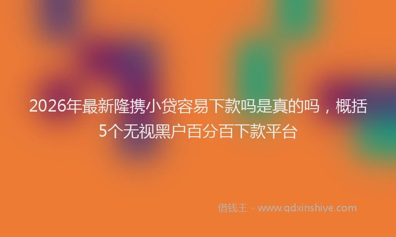 2026年最新隆携小贷容易下款吗是真的吗，概括5个无视黑户百分百下款平台