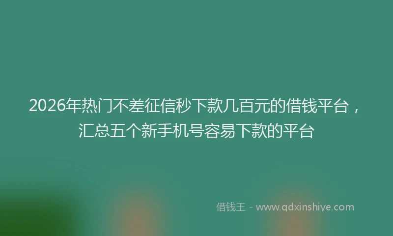 2026年热门不差征信秒下款几百元的借钱平台，汇总五个新手机号容易下款的平台