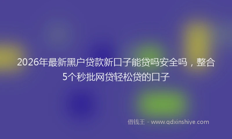 2026年最新黑户贷款新口子能贷吗安全吗，整合5个秒批网贷轻松贷的口子