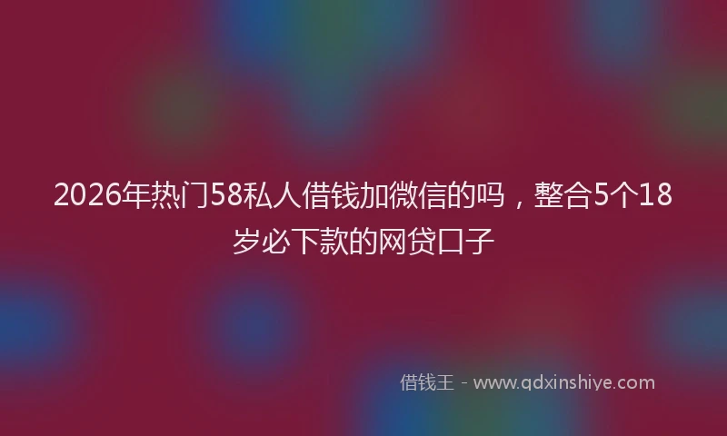 2026年热门58私人借钱加微信的吗，整合5个18岁必下款的网贷口子