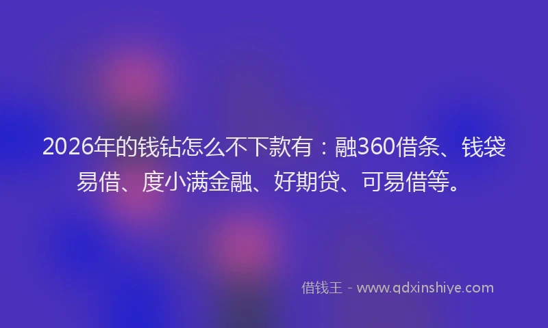 2026年的钱钻怎么不下款有：融360借条、钱袋易借、度小满金融、好期贷、可易借等。
