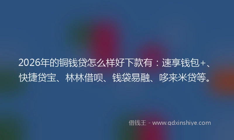 2026年的铜钱贷怎么样好下款有：速享钱包+、快捷贷宝、林林借呗、钱袋易融、哆来米贷等。