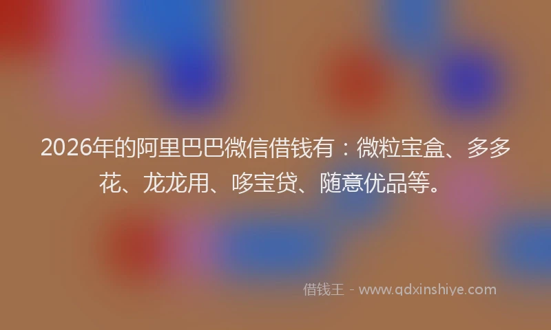 2026年的阿里巴巴微信借钱有：微粒宝盒、多多花、龙龙用、哆宝贷、随意优品等。