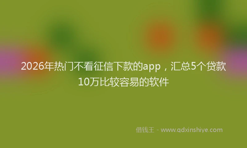 2026年热门不看征信下款的app，汇总5个贷款10万比较容易的软件
