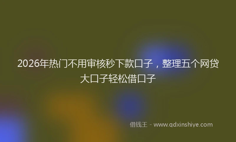 2026年热门不用审核秒下款口子，整理五个网贷大口子轻松借口子