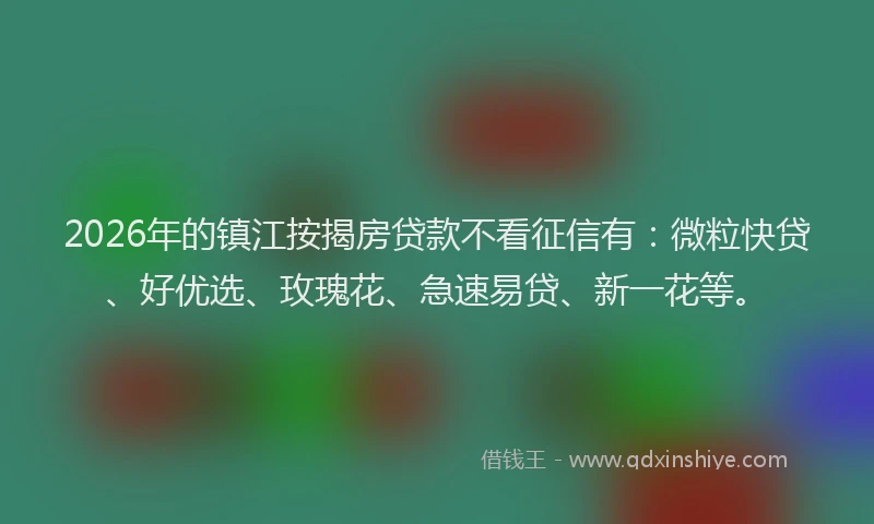 2026年的镇江按揭房贷款不看征信有：微粒快贷、好优选、玫瑰花、急速易贷、新一花等。