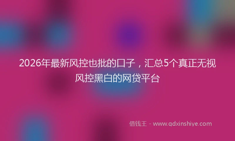 2026年最新风控也批的口子，汇总5个真正无视风控黑白的网贷平台