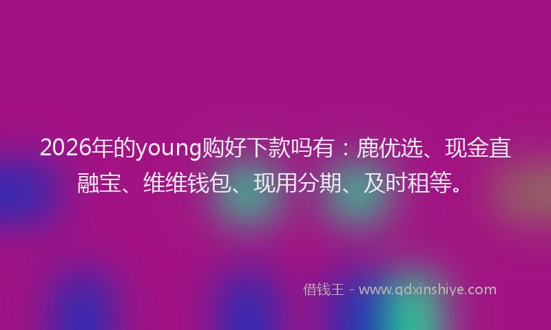 2026年的young购好下款吗有：鹿优选、现金直融宝、维维钱包、现用分期、及时租等。