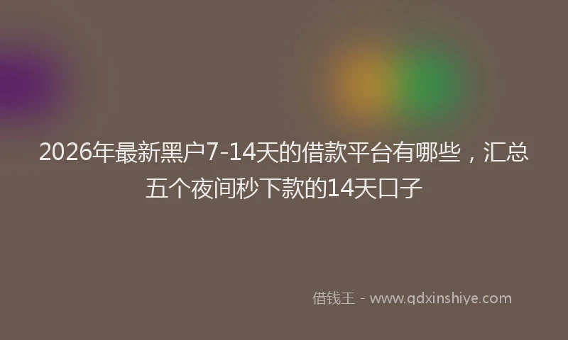 2026年最新黑户7-14天的借款平台有哪些，汇总五个夜间秒下款的14天口子