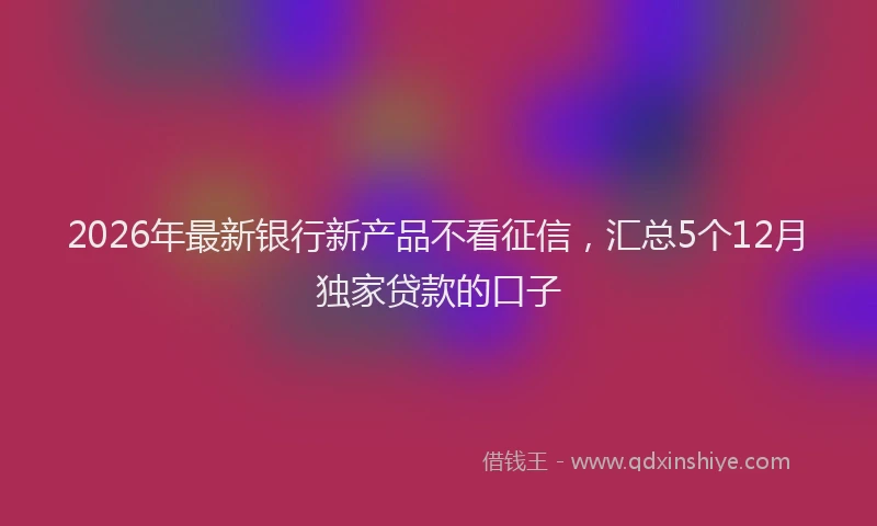 2026年最新银行新产品不看征信，汇总5个12月独家贷款的口子