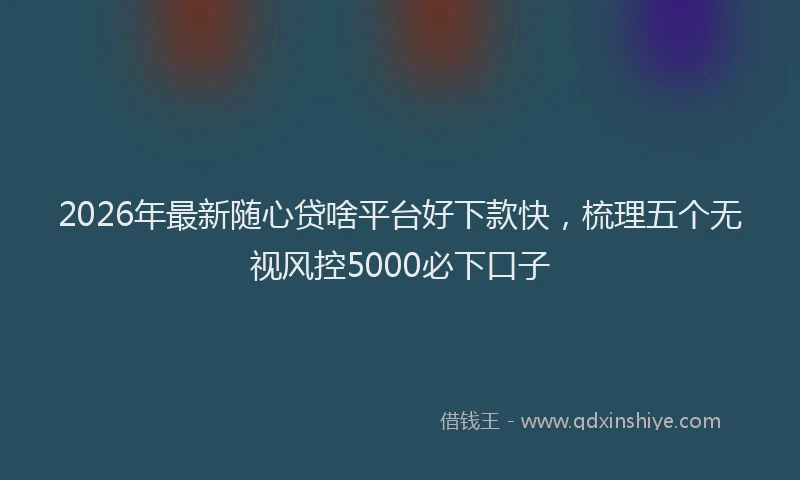 2026年最新随心贷啥平台好下款快，梳理五个无视风控5000必下口子