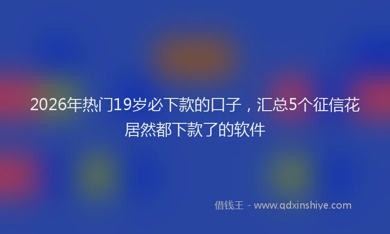 2026年热门19岁必下款的口子，汇总5个征信花居然都下款了的软件