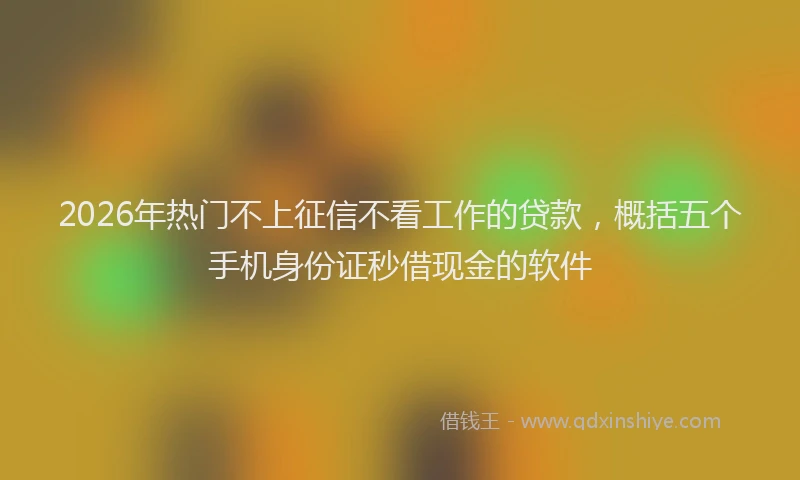 2026年热门不上征信不看工作的贷款，概括五个手机身份证秒借现金的软件