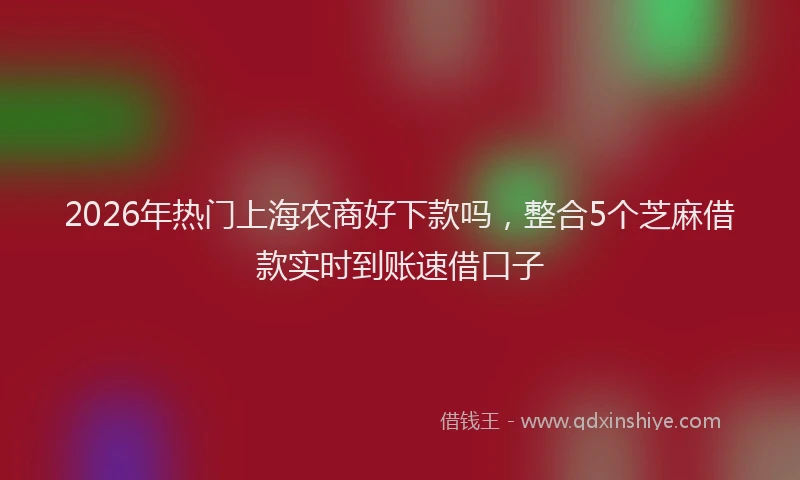 2026年热门上海农商好下款吗，整合5个芝麻借款实时到账速借口子